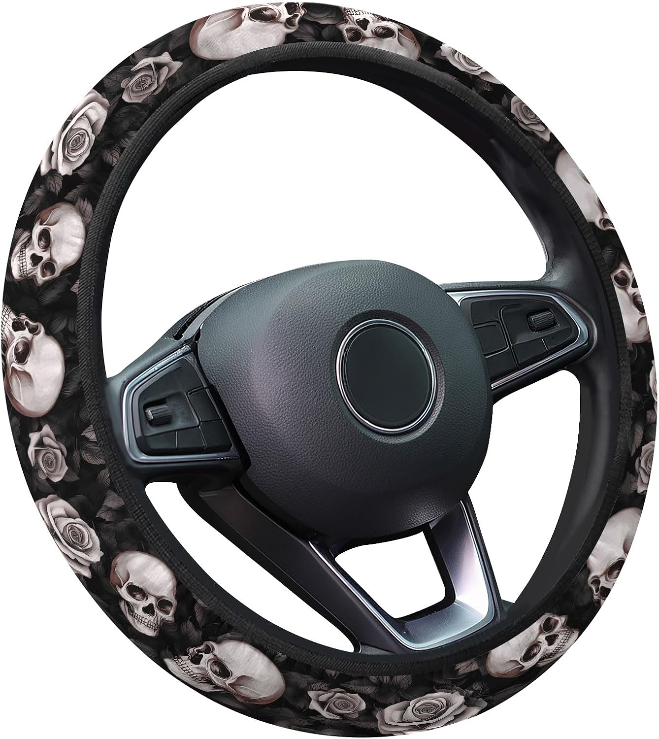 71bDtCCQTaL._AC_SL1500_.jpg GENANY Skull Blossom Spring Steering Wheel Cover, Non-Slip Neoprene Car Steering Wheel Cover, Breathable Steering Wheel Covers, Sweat-Absorbing Accessories, Spring Auto Gifts - Image 1