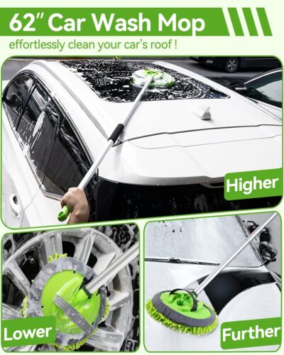 8Pcs Car Wash Kit, 62’’ Car Wash Brush with Long Handle, Microfiber Carwash Kit Set, Car Washing Supplies for Cars RV Truck Exterior - Image 2