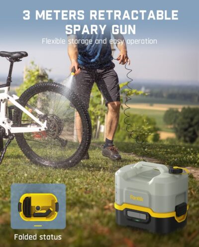Fanttik NB8 Nano Portable Cordless Electric Sprayer w/2.1Gal Tank, Retractable Spray Head, 2600mAh Lithium Battery, IPX5, 72-98PSI, Portable Pressure Washer for Garden, Camping Shower and Pet Cleaning - Image 6