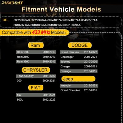 TPMS Chrysler 33Mhz Pre-Programmed Tire Pressure Monitoring Sensor Compatible with Jeep Grand Cherokee(2010-2015)|➥Dodge Grand Caravan(2011-2022)#OE Replace:56029398AB(Set of 4) 4 - Image 3