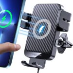 Wireless Car Charger, MOKPR 15W Fast Charging Auto-Clamping Car Charger Phone Mount Air Vent Cell Phone Holder Compatible iPhone 16/15/14/13/13 Pro/12 pro/12/11, Samsung Galaxy S23/S22/S21/S20, etc