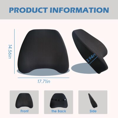 Super Cozy Lumbar Support Pillow for Car/Office Chair, 100% Memory Foam Lumbar Pillow with Breathable Removable Cover, Ergonomic Design - Back Support for Back Pain Relief(Adjustable Strap, Black) - Image 2