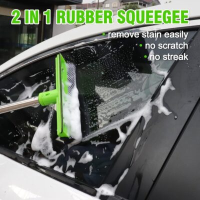 62'' Car Wash Brush with Long Handle Car Wash Mop Mitt Chenille Car Cleaning Kits Windshield Window Squeegee Car Duster Microfiber Towel Gloves for Cars RV SUV Truck 11PCS - Image 5
