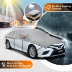 Half Car Cover SUV, Windshield Top Cover for Ice and Snow with Cotton Liner, Snow Car Cover Waterproof All Weather for Sun, Rain, Dust, UV Protection Fit SUV L - Image 3