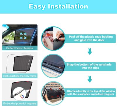 XCBYT Tucson Window Shades for 2015-2020, 4PCS Side Window Sun Shades with Breathable Mesh, Magnetic Car Window Covers for Baby & Privacy, UV Protection & Heat Insulation - Image 6