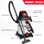 Shop-Vac 12 Gallon 6.0 Peak HP Wet/Dry Vacuum, Stainless Steel Tank, 3 in 1 Function Portable Shop Vacuum with Attachments, Drain Port, Ideal for Jobsite, Garage & Workshop. 5926211 - Image 4
