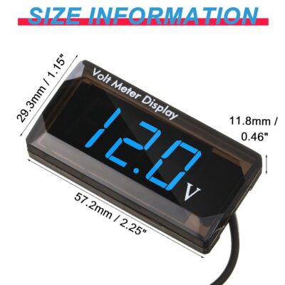 2 Pieces DC 4 to 28V Car Digital Voltmeter 12V Voltage Meter Car Audio Gauge LED Display 12V Waterproof Voltage Gauge Meter for Motorcycle(Blue Light) - Image 3