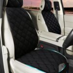 2 Pack Car Seat Covers with Storage Pocket & Pillow Cushion Front Seat Protector Front Seat Covers Breathable Soft Felt Cotton Non-Slip Auto Seat Cover Universal Fit for Most Car Truck SUV Van Black