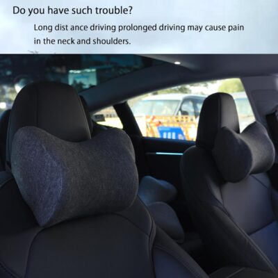Car Neck Pillow, Car Headrest Pillow with Adjustable Strap for Neck Pain Relief 100% Memory Foam,Ergonomic Design，2 Pack - Image 2