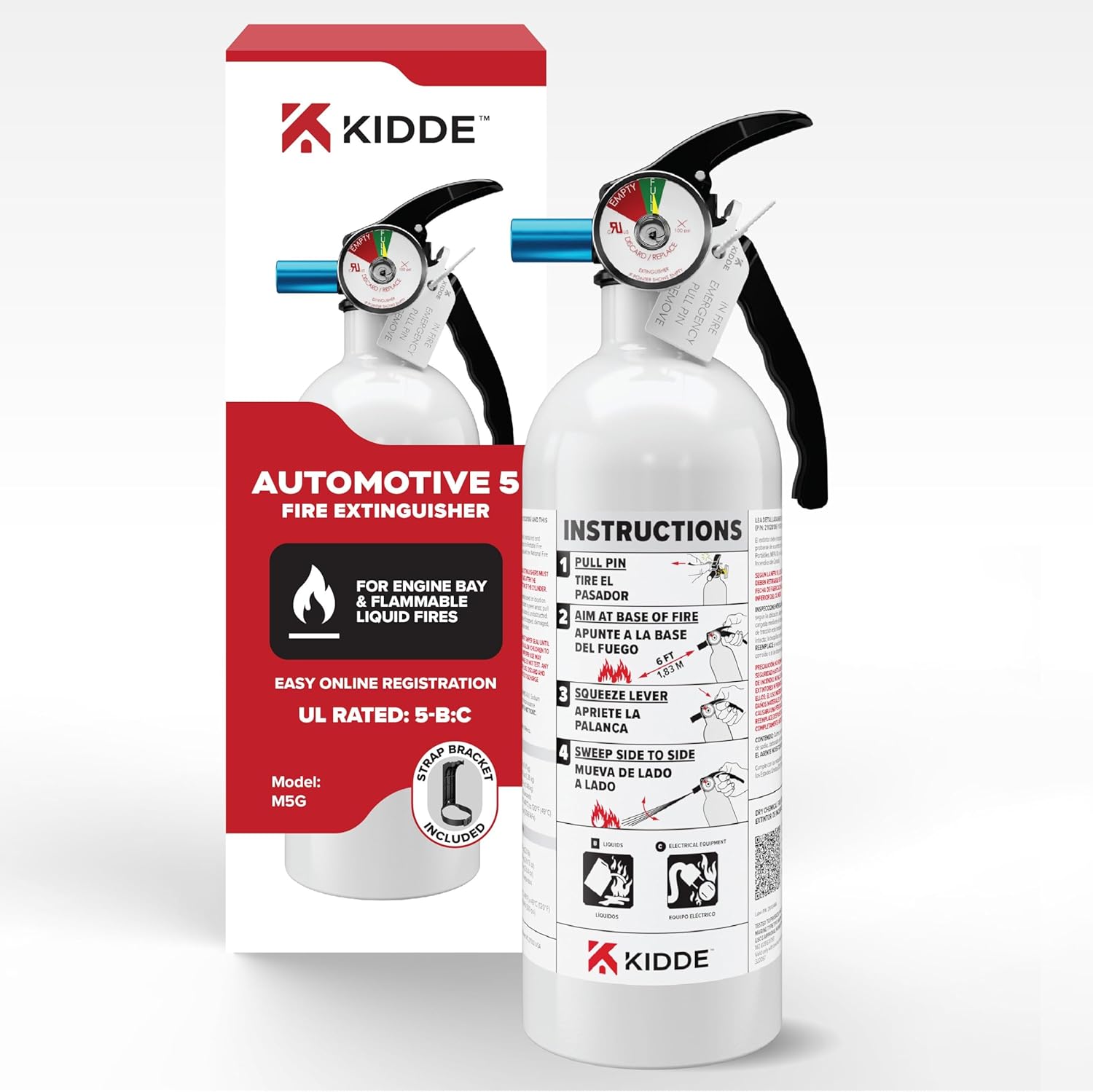 71bTXYoQ1VL._AC_SL1500_.jpg Kidde Fire Extinguisher for Vehicles, Cars, Trucks, Single-Use 5BC - Image 1