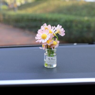 Daisy Flower Car Accessories for Women Interior Aesthetic, 3 Pcs Daisy Cute Car Dashboard Decorations - Image 4