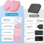 TushGuard Office/Car Seat Cushion, Non-Slip Sciatica & Back Coccyx Tailbone Pain Relief Chair Pad, Memory Foam Butt Pillow for Computer Desk, Wheelchair, Driving (Pink) - Image 6