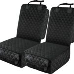 PETICON Waterproof Front Seat Car Cover 2 Pack, Full Protection Dog Car Seat Cover with Side Flaps, Nonslip Scratchproof Captain Chair Seat Cover Fits for Cars, Trucks, SUVs, Jeep, Black