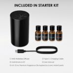 Airversa Waterless Essential Oil Diffuser Starter Kit with 4 x 10mL Hotel Scent Fragrance Oil, Battery Operated Mini Scent Air Machine Portable Diffuser for Home Car Office, AN8 Kit Black - Image 4