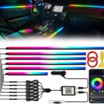 Acrylic Interior Car LED Lights with Wireless APP 6 in 1,Ambient Lighting Kits Fiber Optic Strip LEDs,16 Million Colors Music&DIY Function, Car Decorations Interior Accessories Gifts for Women Men