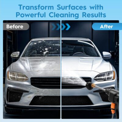 18 bar Cordless Pressure Washer, 6L/min Portable High Pressure Electric Washer with 2 Batteries, 6 in 1 Nozzle Cordless Battery High Pressure Washer, Sprays 6-10m Away, for Car/Patio/Floor Cleaning - Image 5