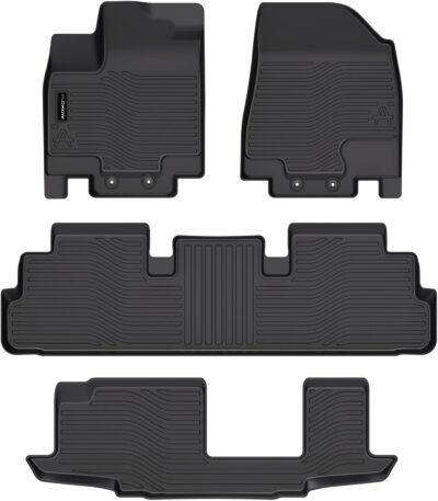 Auxko All Weather Floor Mats Fit for Nissan Pathfinder 2022-2025 2026(8 Seat) / Infiniti QX60 (7 Seat) TPE Rubber Liners Set All Season Guard Odorless Anti-Slip Floor Mats - Image 2