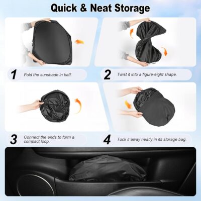 Car Windshield Sunshade Universal Sun Visor Front Window Shades, Foldable Reflective Fits Cars, SUV, Sedan, Interior Car Automotive Accessories for Summer (59" x 33") - Image 6