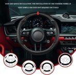 Car Steering Wheel Cover, Steering Wheel Accessories, 15 Inch Microfiber Leather Carbon Fiber Soft Anti-Slip Breathable, Car Accessories Elastic Non-Slip Cover for Most Vehicles (Black) - Image 6