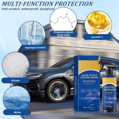 2PCS Car Coating Spray, Quick Effect Coating Agent, Coat Car Wax,Car Scratch Wax Coating Spray, Oil Film Emulsion Glass Cleaner - Image 2