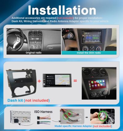 Double Din 7" IPS Car Stereo with Wireless Apple CarPlay & Android Auto Screen, Car Play Radio Audio, 240W, Bluetooth, AHD Backup Camera, USB-C Fast Charging, 16-Band EQ, SWC, MirrorLink Touchscreen - Image 10