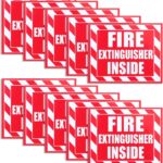 Fasmov 10 Pack Fire Extinguisher Inside Sticker Sign, 5" x 4" Self-Adhesive Vinyl Decals, Weatherproof & UV Protected for Cars, Trailers, Rv's, Trucks and Vehicles, Red on White