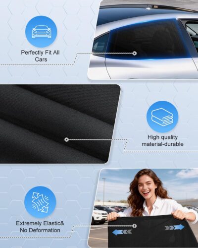 Car Window Shades(2 Pack)-Side Window Sun Shades, UV Protection Breathable Spandex Baby Window Covers, Universal Fit Most of Cars, Protect Privacy for Family (27.2"x39.8") Black - Image 6