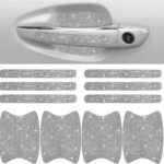 Bling Car Door Handle Protector, Bling Auto Doors Handles Sticker Anti-Scratch, Universal Car Door Handle Protective Cover, Shiny Rhinestone Auto Decor Accessories for Women (White)