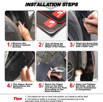 KEYOOG 4 Pcs Standard Size Universal Automobile Mud Flap, Splash Guard, Fit for Sedan, SUVs, MPV (Not Fits to Full-Size SUVs), Soft Mud Guard of Sediment Resistant, Size 17.1 in/9.06 in/0.2 in (Sports - Image 6