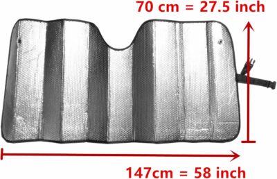 Car Windshield Sunshade-Thicken 5-Layer Bubble Block Heat and Sun UV Rays,Front Windshield Sun Shade- Keeps Your Vehicle Cool - 58 x 27.5 Inch (Sliver) - Image 3