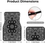 4PCS Paisley Car Floor Mats Anti-Slip Front and Rear Automotive Mats Car Accessories Universal Fit Sedan SUV Van Truck,Black with White - Image 7