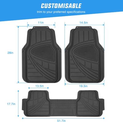 Nilight PVC Floor Mats for Cars Trucks SUVs,Universal Trim to fit for Most Vehicles,All Weather Protection Heavy Duty Floor Liners,Pack of 3 - Image 3
