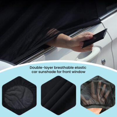 2pcs Car Front Window Screen Mesh, Suitable for Camping, Travel, UV-Protection, Breathable Mesh Car Window Sunshade for SUV Cars - Image 5