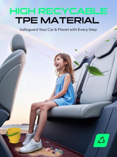 YHTAUTO Floor Mats Compatible with Tesla Model 3 Highland 2024 2025, TPE Floor Liners All Weather Custom Fit, 1st & 2nd Row, Set of 3, Red - Image 5