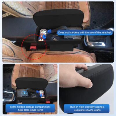 CDEFG Car Armrest Support Elbow Rest Pad Armrest Extender Console Storage Organizer Universal Fit for Most Cars - Image 4