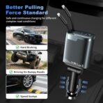 Retractable Car Charger 4 in 1, Car Charger USB C Fast Charge 84W Cigarette Lighter USB Charger, Travel Essentials Car Accessories Gifts for Men Women for iPhone 17 16 15 14 13 12 Pro Max, Samsung - Image 5