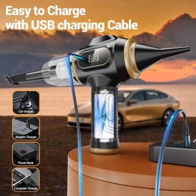 Portable Car Vacuum Cordless Mini Handheld Vacuums Cleaner Rechargeable with LCD Display and Multi-Nozzles, High Power Hand held Cleaners for Car, Home, Office, Sofa, Pet Hair,Keyboard - Image 6