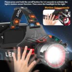 Rechargeable Headlamp 90000 Lumens, Super Bright LED Head Lamp with Motion Sensor, 12 Modes, IPX7 Waterproof Headlight, 125° Adjustable, HeadLamps for Adults, Camping, Outdoors & Hard Hat Light (2) - Image 6