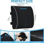 Lumbar Support Pillow for Office Chair, Car & Gaming Chair, Ergonomic Memory Foam Cushion for Back Comfort, Zoned Back Support, Double Adjustable Straps, Breathable Washable Cover, Black - Image 3