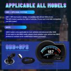 OBD2 GPS Dual System Car HUD Display - Digital Speedometer with Water Temp Voltage RPM - Universal Heads Up Display for Most Vehicles - Image 7