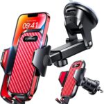 VANMASS Phone Holders for Your Car 2026 Ultimate Phone Mount Military-Grade Windshield Dashboard Vent【Newest Best Strongest】 Cell Phone Car Mount for iPhone 16 Pro Max 15 Samsung Android,Red