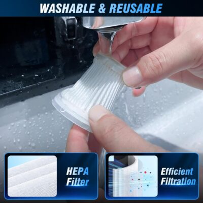 Car Vacuum Cleaner, 15000Pa Handheld Cordless Rechargeable Wet & Dry Vacuum, 120W High Power for Car, Pet, Home, Office Cleaning, Washable HEPA Filter, Multi-Nozzles - Image 4