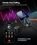 Nulaxy [2026 KM18 Upgraded Version] 48W Bluetooth 5.4 Car Adapter with Fasting Charging Ports [PD 30W & QC3.0 18W], Supports Hands-Free Call, 1.44" Screen Wireless Radio FM Transmitter, Black - Image 5