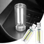 Car Interior USB LED Night Light, Portable Touch dimmable Car Ambient Lighting Kit, Retro Mini Transparent Glass Bottle Lamp Decorations for Vehicle Camping Bedroom Hallway, Pack of 2(White)