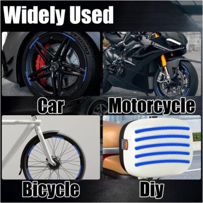 20PCS Car Wheel Stripe Reflective Stickers - Night Safety Warning Anti-Scratch Rim Decals for Motorcycles, Bicycles (Blue) - Image 7