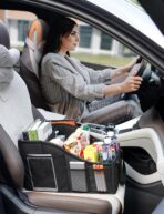 YOHOOLYO Car Seat Organizer Backseat Car Organizer with 4 Compartments, 4 Cup Holders and 7 Mesh Pockets for Front and Rear Seat, Black - Image 3