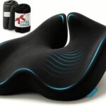 Extra Large Memory Foam Seat Cushions for Office Chairs, Pressure Relief Seat Cushion for Tailbone Pain Relief, Sciatica & Back Pain, Ergonomic Office Chair Cushion for Long Sitting & Driving (Black)