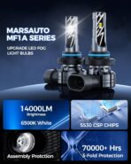 Marsauto 9145 H10 LED Fog Light Bulbs, 14,000LM 6500K Cool White H10 9140 9145 LED Bulb Fog Lights, Non-Polarity, 70000HRS Lifespan 9145 Fog Light Bulbs for Fog Lights and DRL, Pack of 2 - Image 5