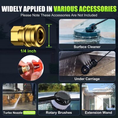 5000 PSI Professional Electric Pressure Washer,4.0 GPM Heavy Duty Power Washer with 4 Nozzles,Foam Cannon,33FT Hose and 500ml Soap Bottle for Home/Cars(Green) - Image 5