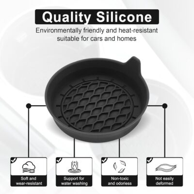 SINGARO Car Cup Holder Coaster, Silicone Cup Holder Insert, Universal Non-Slip Cup Holders, Car Accessories Interior for Women and Man Interior Sets 4 Pack Black - Image 3